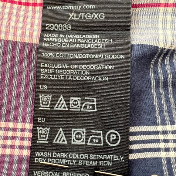 🌈 Tommy Hilfiger Blue Pink & Green Plaid/Stripe Cotton Button-Down Versatile XL - Picture 6 of 10